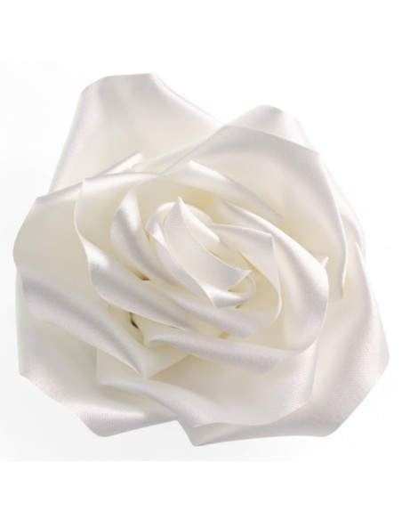 KWIAT Z MATERIAŁU RÓŻA BROSZKA PRZYPINKA LOLITA AKCESORIA 10 CM BIAŁY