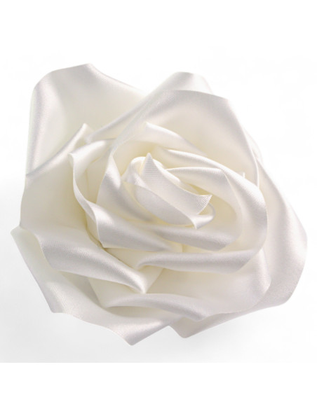 KWIAT Z MATERIAŁU RÓŻA BROSZKA PRZYPINKA LOLITA AKCESORIA 10 CM BIAŁY