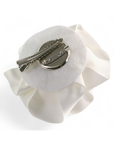 KWIAT Z MATERIAŁU RÓŻA BROSZKA PRZYPINKA LOLITA AKCESORIA 10 CM BIAŁY