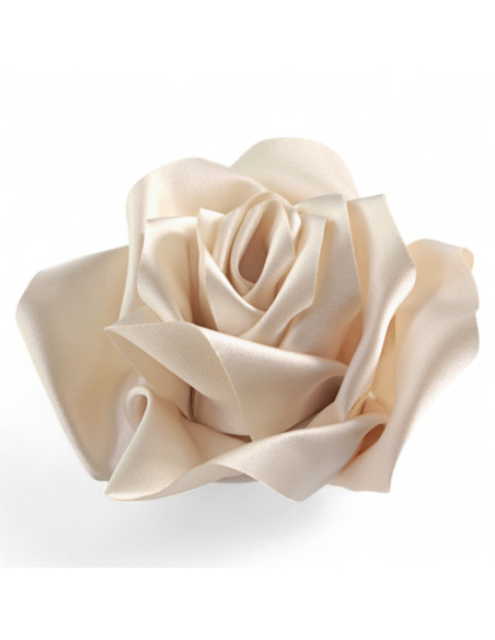 KWIAT Z MATERIAŁU RÓŻA BROSZKA PRZYPINKA LOLITA AKCESORIA 10 CM ECRU