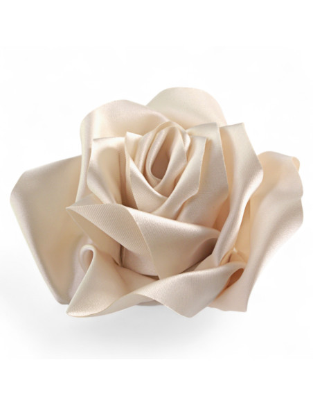 KWIAT Z MATERIAŁU RÓŻA BROSZKA PRZYPINKA LOLITA AKCESORIA 10 CM ECRU