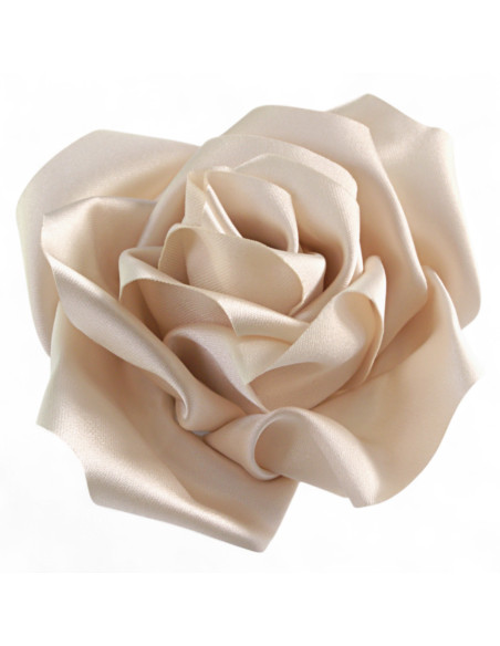 KWIAT Z MATERIAŁU RÓŻA BROSZKA PRZYPINKA LOLITA AKCESORIA 10 CM ECRU