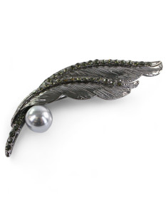 BROSZKA BROSZA PRZYPINKA GRAFITOWE PIÓRO PIÓRKO Z PERŁĄ...