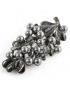 BROSZKA BROSZA GRAFITOWA GAŁĄZKA GAŁĄZKA Z PEREŁKAMI...
