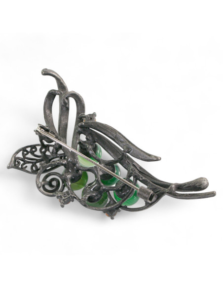 BROSZKA BROSZA GALERYJNA WIĄZANKA Z ZIELONYMI KORALIKAMI LOLITA AKCESORIA