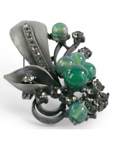 BROSZKA BROSZA GALERYJNA WIĄZANKA Z ZIELONYMI...