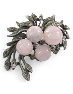 BROSZKA BROSZA GALERYJNA WIĄZANKA Z RÓZOWYMI  KORALIKAMI...