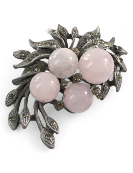 BROSZKA BROSZA GALERYJNA WIĄZANKA Z RÓZOWYMI  KORALIKAMI LOLITA AKCESORIA