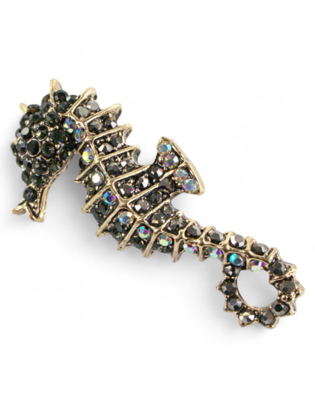 BROSZKA BROSZA KONIK MORSKI stare złoto z cyrkoniami  LOLITA AKCESORIA