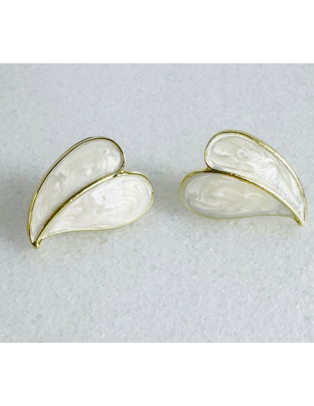 Kolczyki SERCE SERDUSZKO BOHO Lolita Accessories srebrny sztyft 925 ECRU