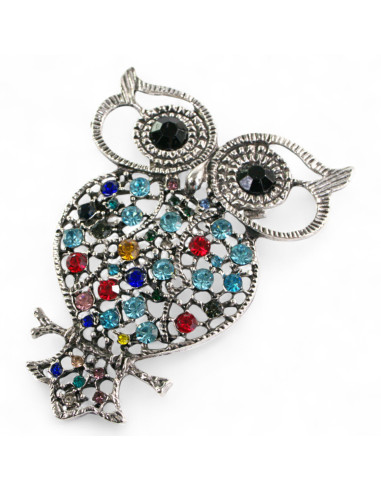 BROSZKA BROSZA DUŻA SOWA  stare srebro z...