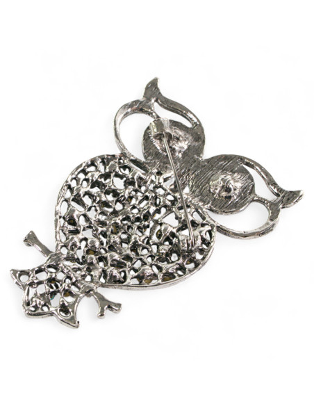 BROSZKA BROSZA DUŻA SOWA  stare srebro z cyrkoniami  LOLITA AKCESORIA