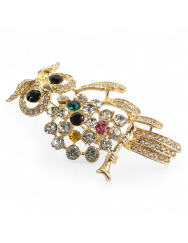 BROSZKA BROSZA  SOWA  złota z cyrkoniami...