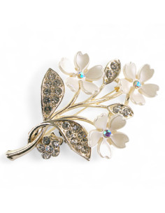BROSZKA BROSZA GAŁĄZKA Z KWIATKAMI ZŁOTY ECRU LOLITA... 2