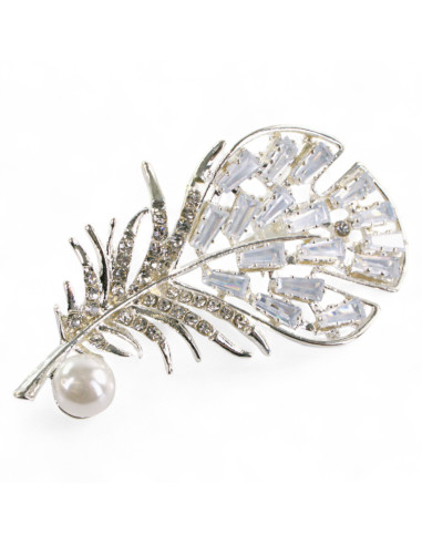 BROSZKA BROSZA SREBRNE PIÓRO Z CYRKONIAMI I...