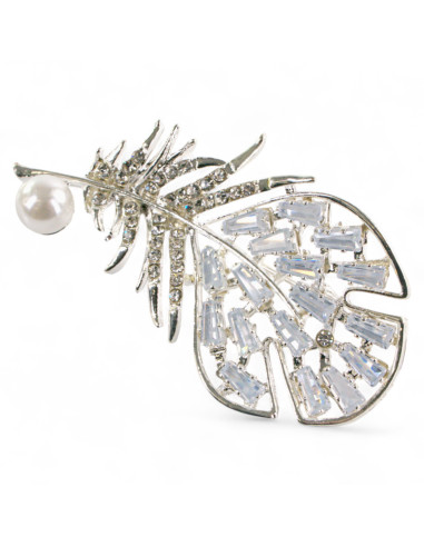 BROSZKA BROSZA SREBRNE PIÓRO Z CYRKONIAMI I...