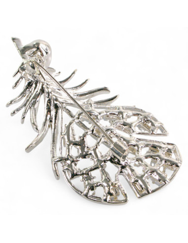 BROSZKA BROSZA SREBRNE PIÓRO Z CYRKONIAMI I...