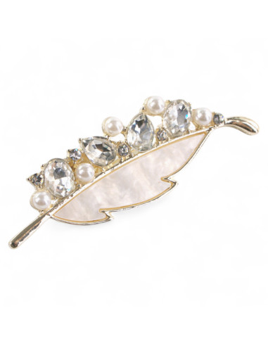 BROSZKA BROSZA ZŁOTY LISTEK Z CYRKONIAMI...