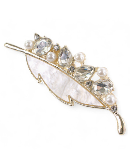 BROSZKA BROSZA ZŁOTY LISTEK Z CYRKONIAMI  LOLITA AKCESORIA