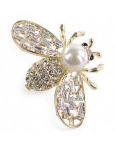 BROSZKA BROSZA ZŁOTA MUCHA Z CYRKONIAMI I PERŁĄ  LOLITA... 2