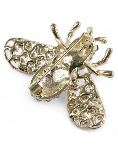 BROSZKA BROSZA ZŁOTA MUCHA Z CYRKONIAMI I PERŁĄ...