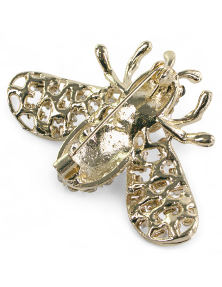 BROSZKA BROSZA ZŁOTA MUCHA Z CYRKONIAMI I PERŁĄ  LOLITA AKCESORIA