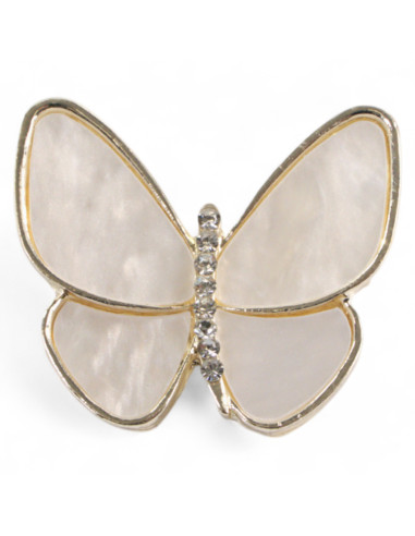 BROSZKA BROSZA ZŁOTY MOTYL MOTYLEK ECRU...