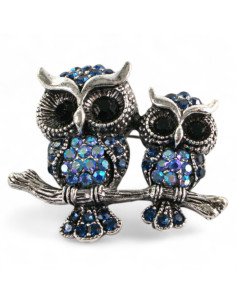 BROSZKA BROSZA dwie SOWY, NIEBIESKA SOWA  LOLITA AKCESORIA