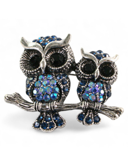 BROSZKA BROSZA dwie SOWY, NIEBIESKA SOWA  LOLITA AKCESORIA
