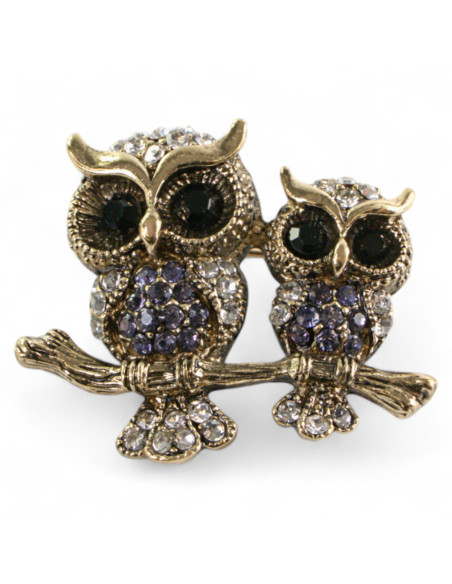 BROSZKA BROSZA dwie SOWY, NIEBIESKA SOWA  LOLITA AKCESORIA