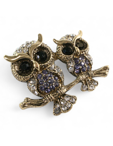 BROSZKA BROSZA dwie SOWY, NIEBIESKA SOWA  LOLITA AKCESORIA