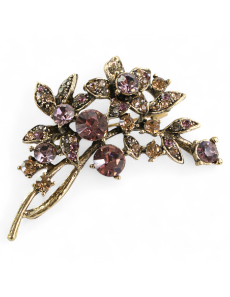 BROSZKA BROSZA GAŁĄZKA Z KAMIENIAMI BRĄŻ STARE ZŁOTO LOLITA AKCESORIA