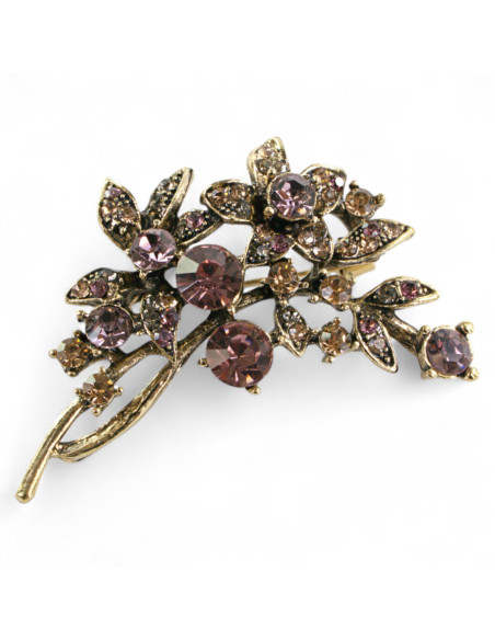 BROSZKA BROSZA GAŁĄZKA Z KAMIENIAMI BRĄŻ STARE ZŁOTO LOLITA AKCESORIA