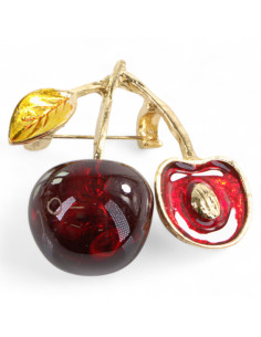 BROSZKA BROSZA EMALIOWANA WISNIE WIŚNIA  LOLITA AKCESORIA