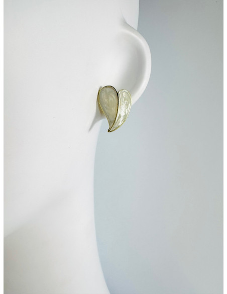 Kolczyki SERCE SERDUSZKO BOHO Lolita Accessories srebrny sztyft 925 ECRU