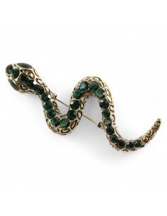 BROSZKA BROSZA ELEGANCKI WĄŻ  Z ZIELONYMI CYRKONIAMI...