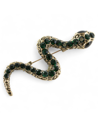 BROSZKA BROSZA ELEGANCKI WĄŻ  Z ZIELONYMI...