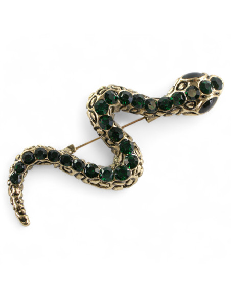 BROSZKA BROSZA ELEGANCKI WĄŻ  Z ZIELONYMI CYRKONIAMI LOLITA AKCESORIA