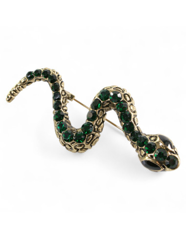 BROSZKA BROSZA ELEGANCKI WĄŻ  Z ZIELONYMI...