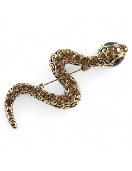 BROSZKA BROSZA ELEGANCKI WĄŻ  Z BRAZOWYMI CYRKONIAMI LOLITA AKCESORIA