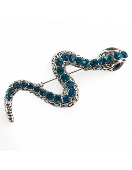BROSZKA BROSZA ELEGANCKI WĄŻ  Z NIEBIESKIMI CYRKONIAMI LOLITA AKCESORIA
