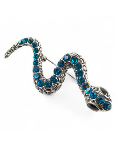 BROSZKA BROSZA ELEGANCKI WĄŻ  Z NIEBIESKIMI...