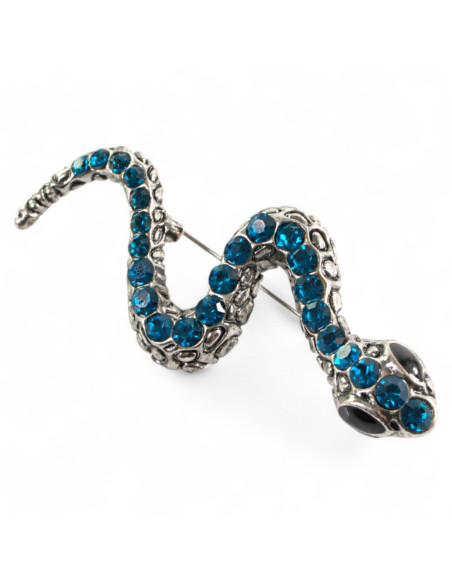 BROSZKA BROSZA ELEGANCKI WĄŻ  Z NIEBIESKIMI CYRKONIAMI LOLITA AKCESORIA