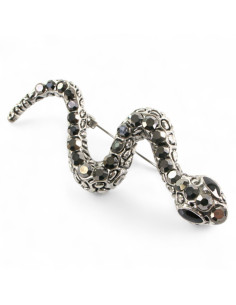 BROSZKA BROSZA ELEGANCKI WĄŻ Z GRAFITOWYMI CYRKONIAMI...