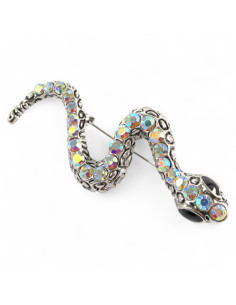 BROSZKA BROSZA ELEGANCKI WĄŻ STARE SREBRO CYRKONIAMI...