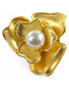 BROSZKA BROSZA ELEGANCKI ZŁOTY KWIAT KWIATEK z perłą... 2
