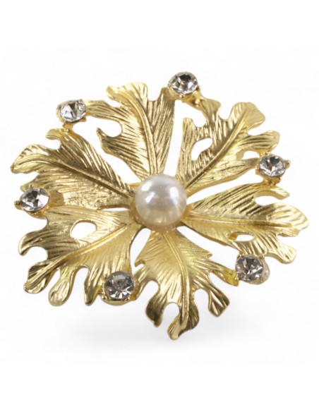 BROSZKA BROSZA ELEGANCKI ZŁOTY KWIAT KWIATEK z perłą  LOLITA AKCESORIA