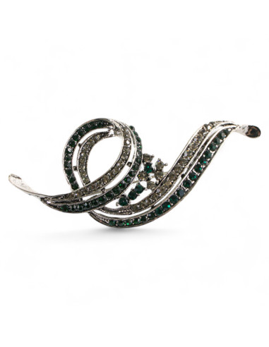 BROSZKA BROSZA SREBRON ZIELONY FAWOREK ZAWIJAS...