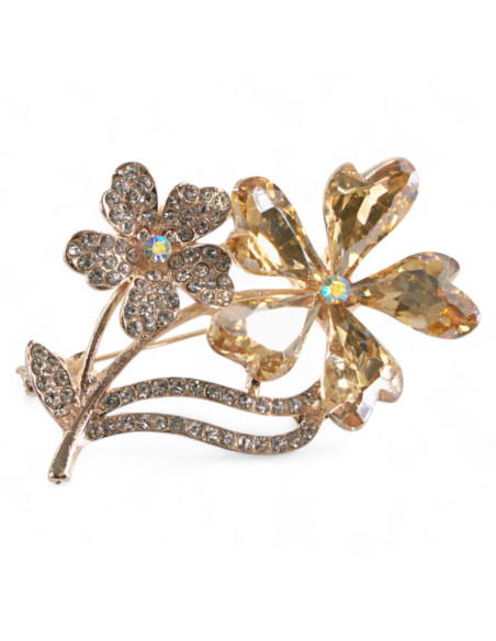 BROSZKA BROSZA ELEGANCKI KRYSZTAŁOWY MIODOWY KWIATEK LOLITA AKCESORIA