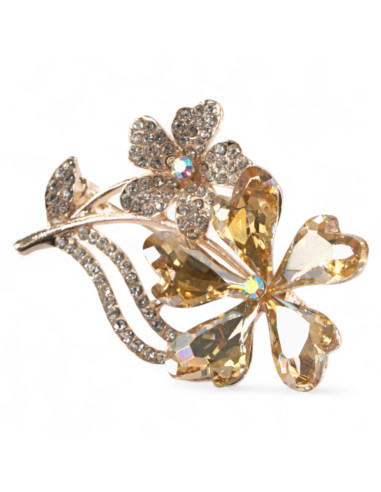 BROSZKA BROSZA ELEGANCKI KRYSZTAŁOWY MIODOWY...